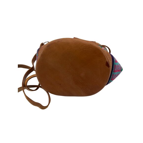 Handmade Boho Bucket Crossbody Bag With Leather Accents & Adjustable Strap - Picture 4 of 7